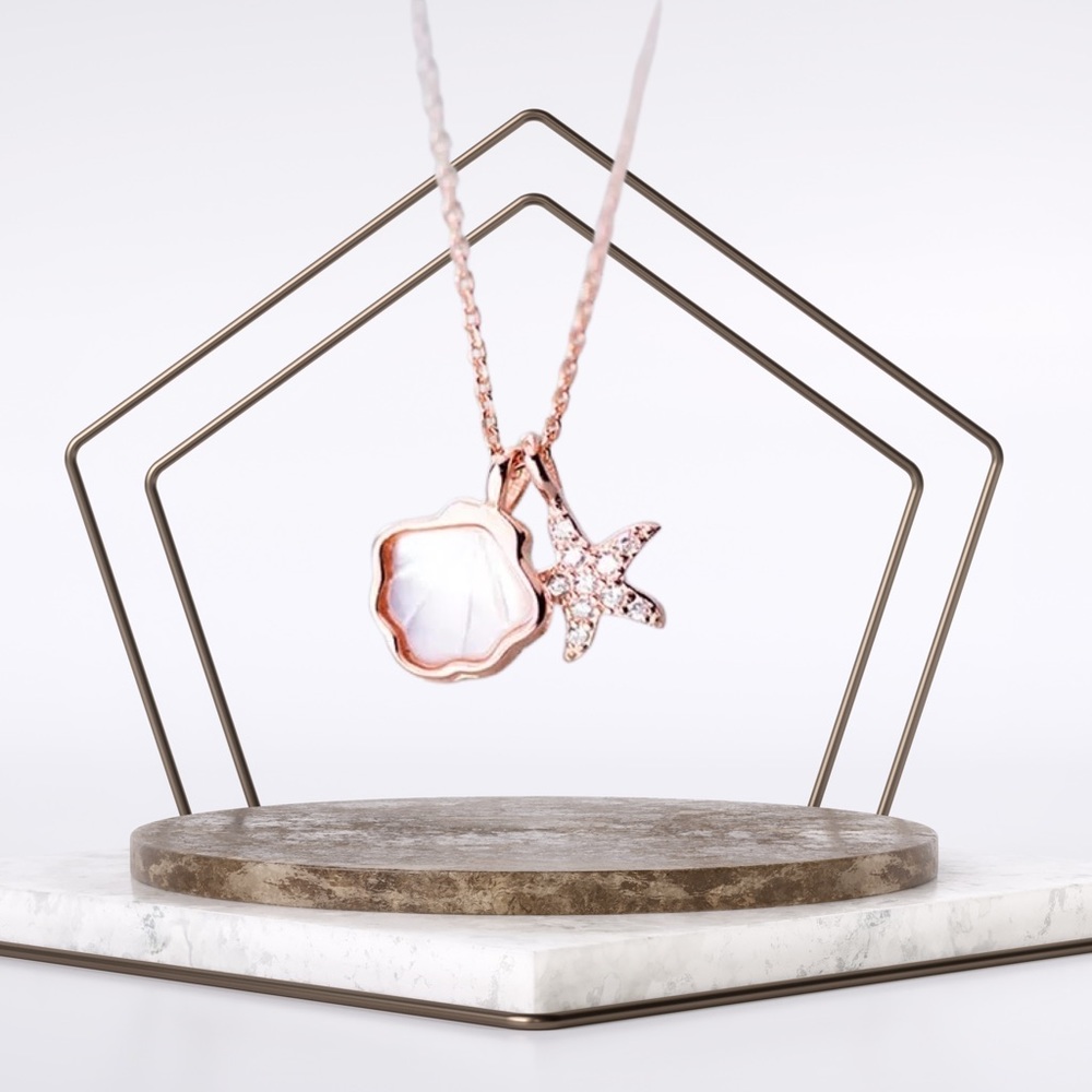BLACK FRIDAY SALE - 14K Gold Rose Gold  Pendant Necklace for Women 925 Sterling